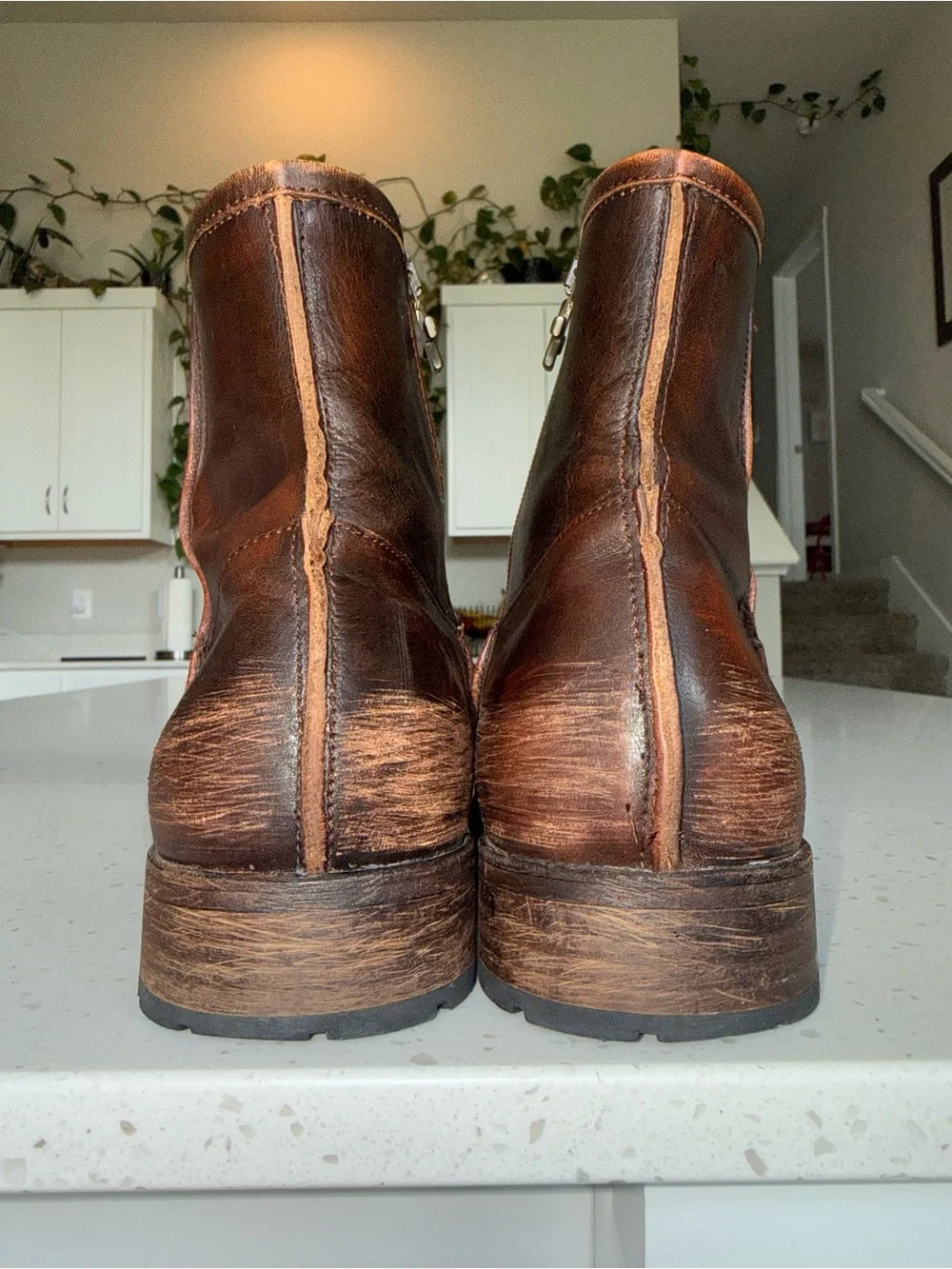 Vintage Mark Nason “Capone” Distressed Brown Leather Chukka Boots with Side Zips